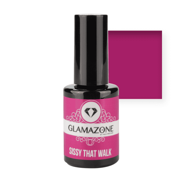 Nail Creation gel polish bottle with dark pink square