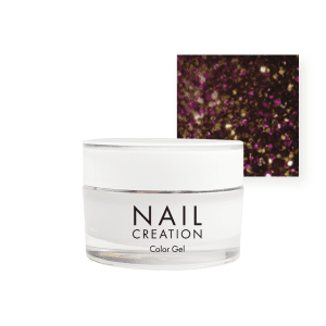 Nail Creation pot with glitter gel and gold/bronze square