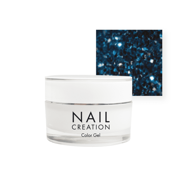 Nail Creation pot with glitter gel and blue square