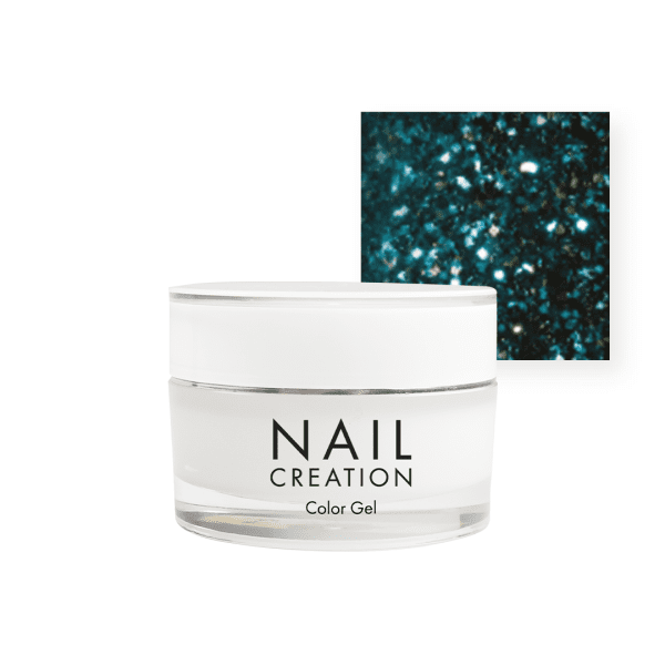 Nail Creation pot with glitter gel and blue square