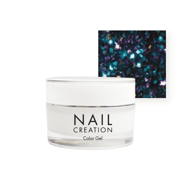 Nail Creation pot with glitter gel and blue square