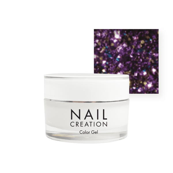 Nail Creation pot with glitter gel and purple square
