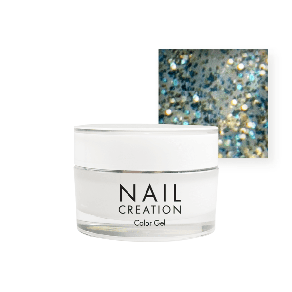 Nail Creation pot with glitter gel and green square