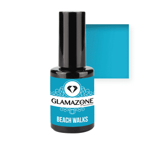 Gel polish jar with aqua blue square