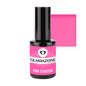 Nail Creation Gel Polish jar with bright pink sample square