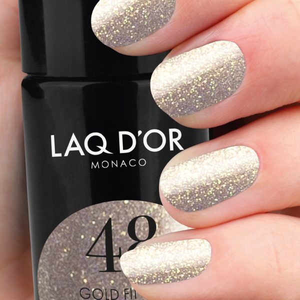 LAQ D'OR Glitter Gel Polish #48 Gold Finger - Image 3